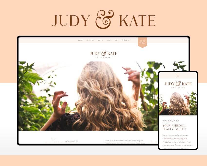 Judy & Kate - Wix Website Template Design for Hair and Beauty Salons -  Sombras Blancas Art & Design