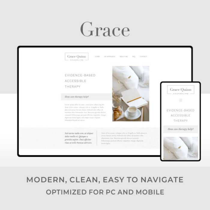 Grace es la plantilla web para Wix perfecta para psicólogos y terapeutas.