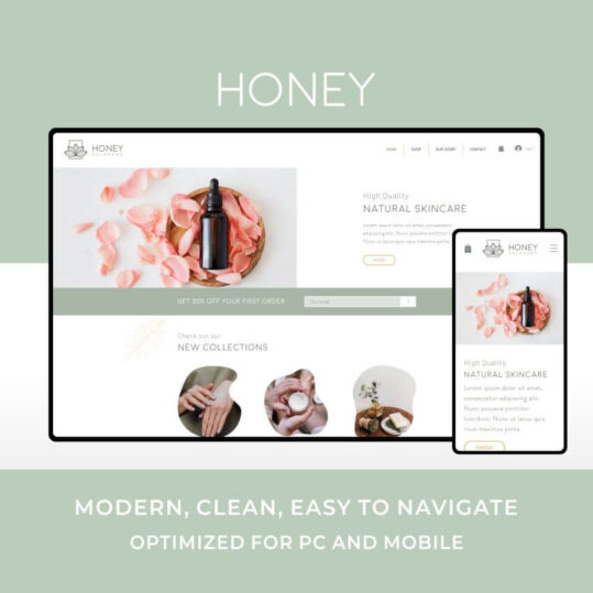 Honey is a Wix e-commerce website template for skincare and other natural products shops.