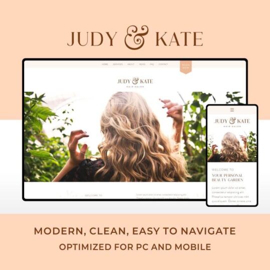 Judy & Kate es la plantilla web para Wix perfecta para peluquerías y salones de belleza.