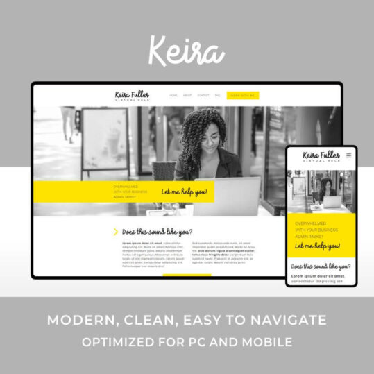 Keira es la plantilla web para Wix perfecta para asistentes virtuales y profesionales freelance.