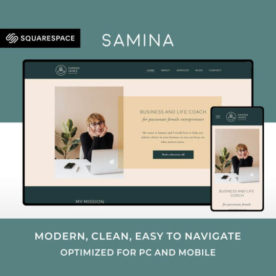 Samina - Squarespace Website Template Design for Coaches and Freelance Professionals
