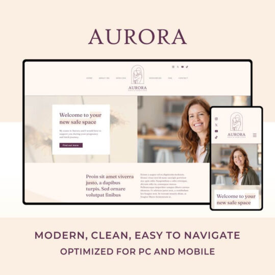 Aurora - Wix Website Template Design for Doulas and Therapists