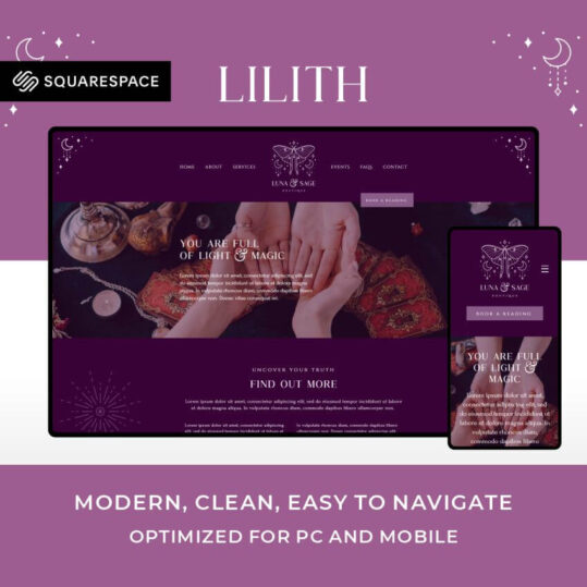 Lilith - Squarespace Website Template Design for Tarot Readers, Witches and Psychics
